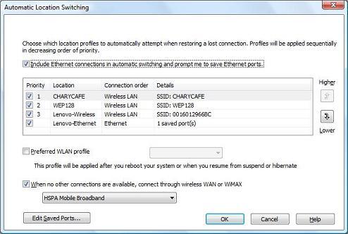 Switching locations automatically When you move your computer from place to place, Access Connections can automatically detect available wireless LAN and Ethernet networks and then apply the location