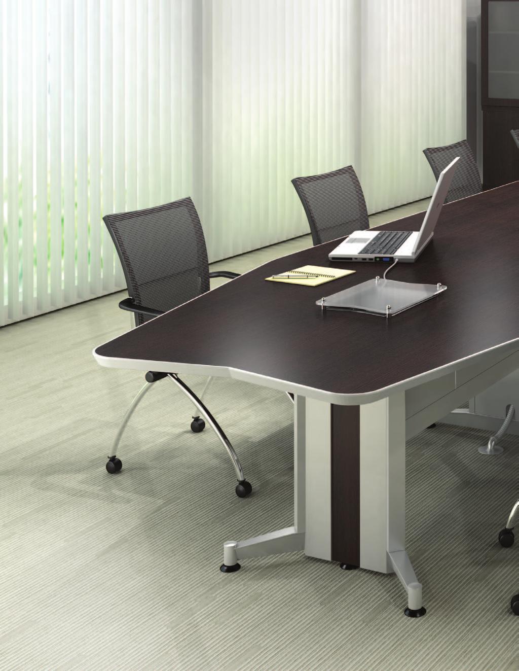 Conference Conference Table in Mocha laminate and Tech Silver finish.