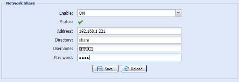 3.2.13 Network Share This function is used to assign a location in the LAN environment to save the snapshot of events. Note: This function is available only for Windows operating systems.