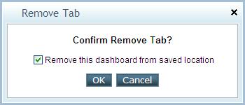Removing a dashboard Click Delete on the down arrow of dashboard name to remove that dashboard (in Edit Mode).