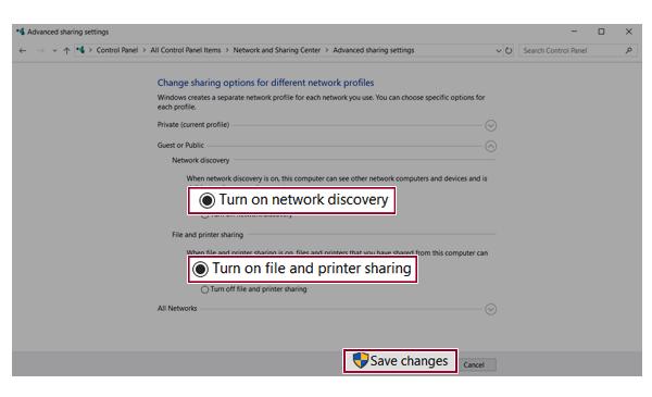 122 Using the PC 3 Set [Change sharing options for different