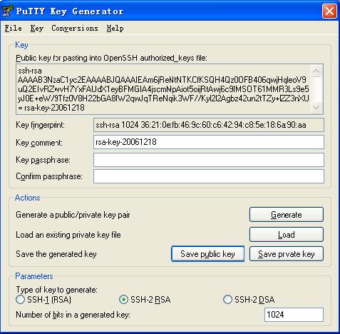Chapter 3 Figure 3-8 Generate a client key pair (3) Likewise, to save the private key, click Save private key.