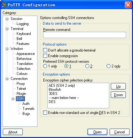 Figure 1-12 SSH client interface 2 As shown in Figure 1-12, select [1] from the [Preferred SSH protocol version] section. 1.3.