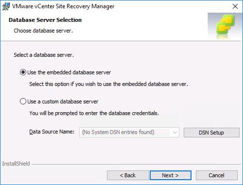 Select Use the embedded database server.