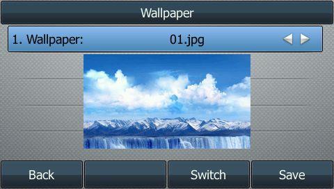 The custom picture appears in the pull-down list of Wallpaper. You can only delete the custom wallpaper by clicking Del when selecting the desired custom wallpaper in the Wallpaper field.
