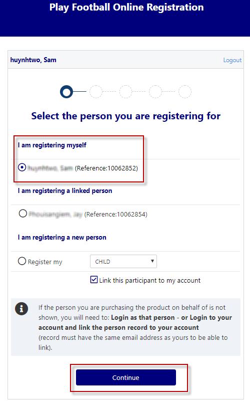I am registering myself If you a registering a Linked person select the