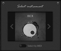 3.3.1. Select Instrument SELECT INSTRUMENT: Use this menu to select the instrument you want to edit. By selecting the instrument, its settings will be linked to the INSTRUMENT OPTIONS menu.