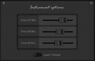 Instrument Options FRONT ST MIX: Allows you to adjust the volume ratio of the selected instrument individually in the FRONT STEREO microphone.