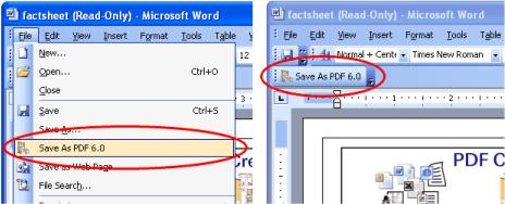 0 printer, the document must be sent to PDF Creator Plus using the Save As PDF Add-In in order to transfer the hyperlink, bookmark and table of contents information from Word. 1.