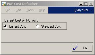 CHAPTER 6 USING PURCHASING TOOLS Using POP Cost Defaulter Use this tool to specify the default cost for a purchase order document.