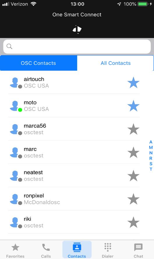 Contacts (4) Select OSC contact to transfer the current intercom call to (5)