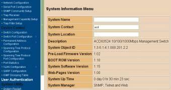 System Information 24-Port with 2 Slide-in Slots SNMP Switch Figure 4-2 The System Information Menu S You can manage the Switch using third-party s SNMP ( Simple Network Management Protocol ) agent.
