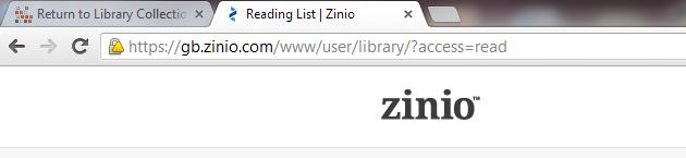 3. How do I navigate from my Zinio.com account back to the library collection page?