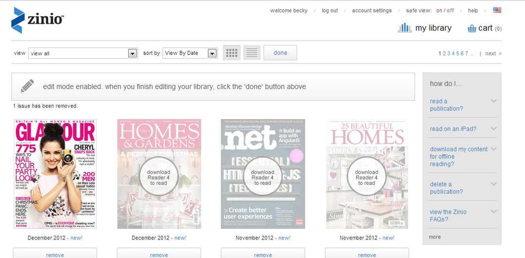 5. After logging into your Zinio account, you can view your magazines in your My