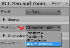workflow: Three workflow options are included in the pan and zoom filter - fully automatic, semi automatic or manual.