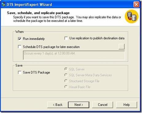 Here you can run the data copy immediately, schedule the data copy to be run at some scheduled time,