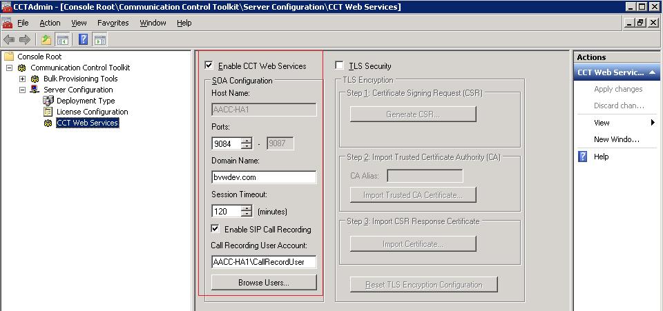 7.3. Configure CCT Web Services From the Contact Center server, navigate to menu Start All Programs Avaya Contact Center Communication Control Toolkit CCT Console. The CCT Admin window is displayed.