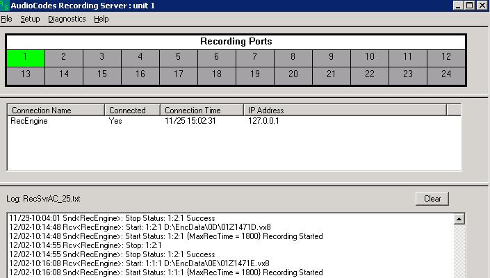 Check status of the AudioCodes Recording at the Encore server.
