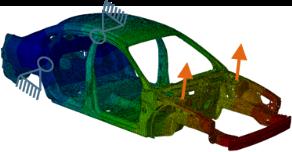 optimization iterations. 6. Automotive sizing optimization The current application of sizing optimization considers a full automotive model available as an Abaqus example model [5], shown in Figure 8.