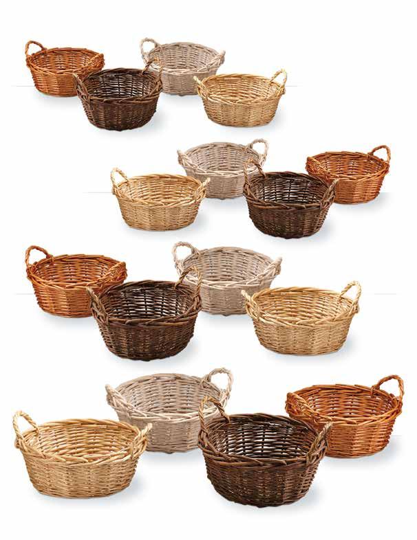 Assorted Round Willow Bowls Includes Hard Plastic Liners RO110-AST 10 x 4.75 16/$4.49 ea. RO112-AST 12 x 5.25 8/$5.99 ea. RO114-AST 14 x 7 8/$6.