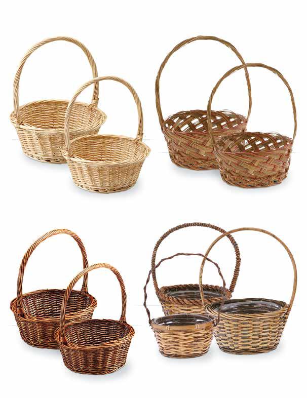 Round Willow Single Baskets Includes Hard Plastic Liners Round Coco Mid-Rib Single Baskets Includes Hard Plastic Liners 10310-NAT 10.25 x 4.25 4/$4.99 ea. 6908 8.5 x 3.5 36/$1.49 ea. 10312-NAT 12.