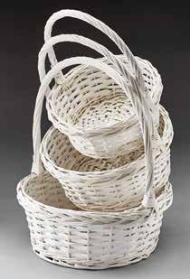 Set/3 Round Willow Baskets Includes Hard Plastic Liners 60004-NAT Large: 10.375 x 4.5 Small: 8.0625 x 3.5 6/$9.99 set 60004-WH Painted white 6/$13.