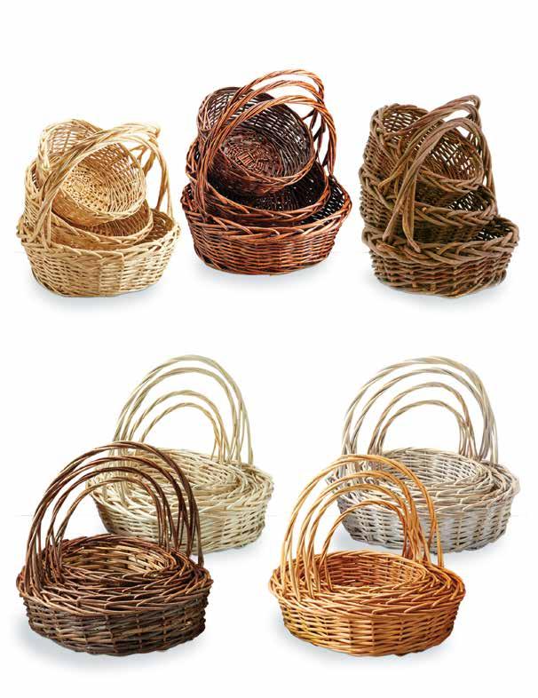 Set/3 Round Willow Baskets Large: 17 x 6 Small: 12.5 x 4.5 Includes Hard Plastic Liners 20401-NAT 4/$18.99 set 20401-ST 4/$18.