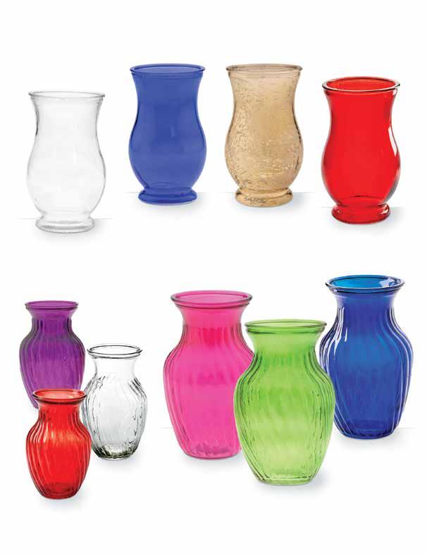 Regency Glass Vases 3.25 Opening x 7.0 Tall GV42-CLR 12/$1.79 ea. GV42-COBALT 12/$1.99 ea. Swirled Glass Vases 3.25 Opening x 8.0 Tall GV42-GM Gold Mercury 12/$2.59 ea. GV42-RED 12/$1.99 ea. GV25-PURPLE 12/$2.