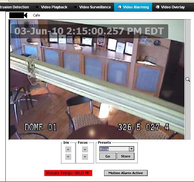 Re-task Video on Alarm/Event Freeze Alarm = Look to Ceiling Water flow @ Night =