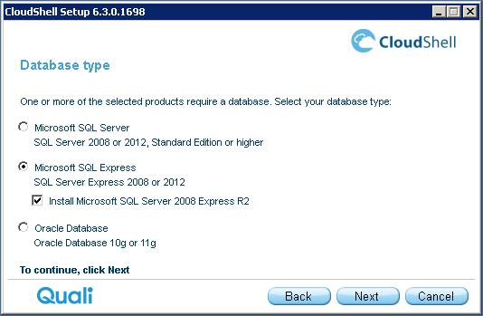 Complete Installation Installation type Description running TestShell Studio locally on this machine. If an SQL server is not already installed, the installation includes SQL Server 2008 Express R2.