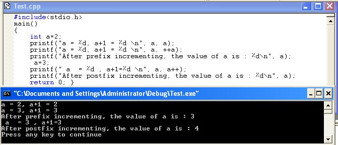 21 If the increment operator comes after the named variable, then the value of the statement is calculated after the increment occurs: So for the