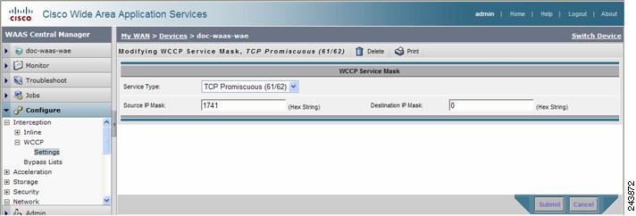 Step 12 From the WCCP Service Mask Settings window, you can perform the following tasks: To edit a WCCP service mask, click the Edit WCCP Service Mask icon next to the service mask that you want to