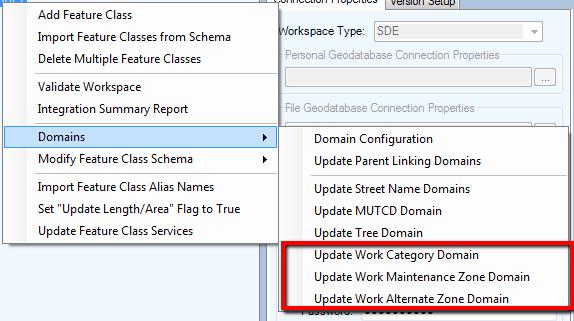 Update Wrk Categry, Maintenance Zne, and Alternate Zne Dmain A dmain tl exists fr creating a dmain fr GIS fields linked t the Lucity default wrk categry field (*_BR_CD), maintenance zne field