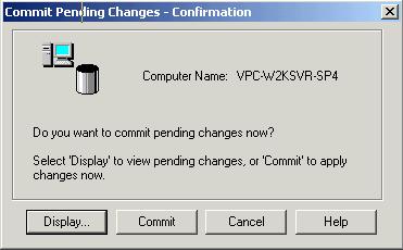 If this dialog does not open you will need to right click on Configuration Editor in the Console tree again and select Commit Pending Changes.
