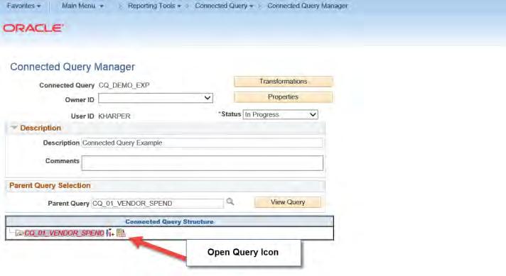 Note this is the query you created in Query Manager as your