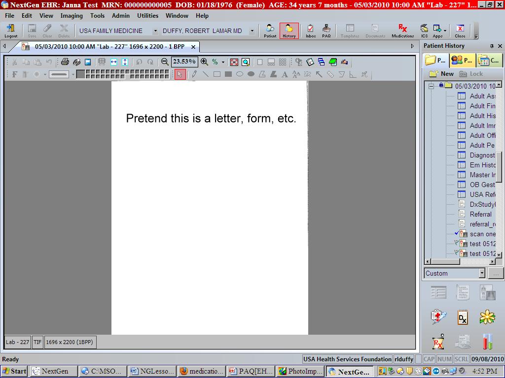 Then click on the document, holding the left mouse button down, dragging out the shape of a rectangle.
