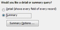 - Select Summary: - Then Summary Options: - Then Finish.