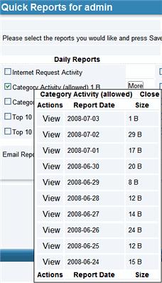 Viewing Quick Reports Over the Web The Webadmin can be used to open reports using your web browser. To view a report, select Quick Reports from the main menu.