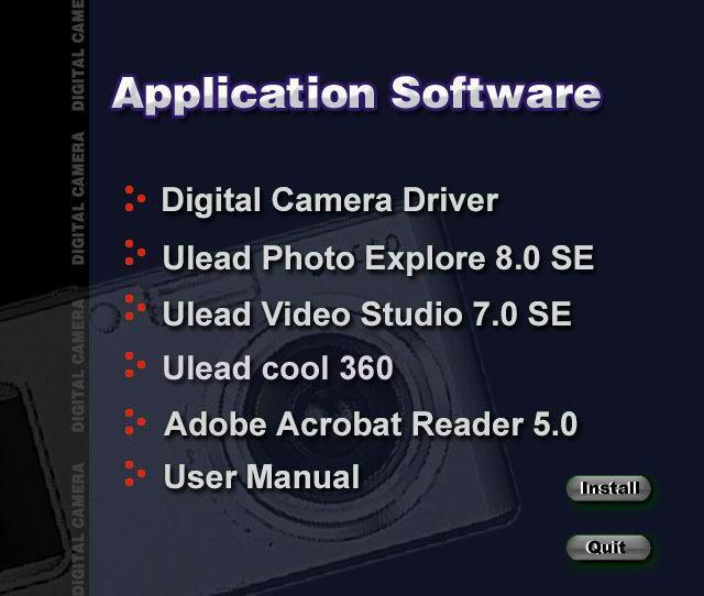 Making Connections In this section you will be able to connect the camera to your PC to download or edit photos. Installing Software 1. Insert the CD-ROM into your CD-ROM drive. 2.