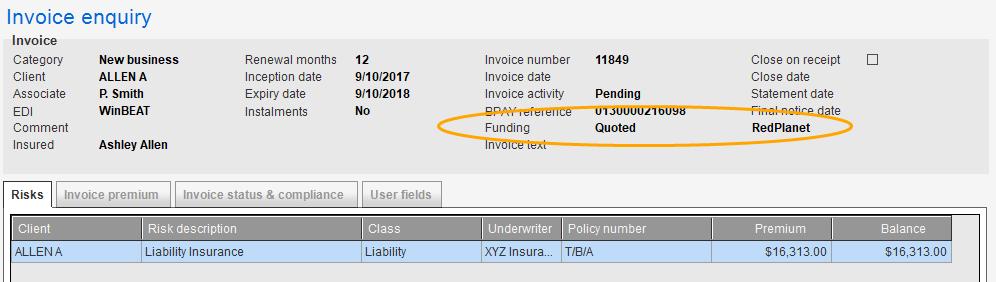 Update Funding Status The new background and opt-out funding modules automate many of the premium funding processes in WinBEAT as the ability to view the correct funding status on an invoice becomes