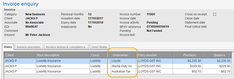 Payment to Lloyds On payment to the Lloyds underwriter, the GST will be included with the net premium paid.