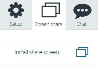 9. Now return to Chrome and your Vscene room. 10. Click Screen share. 11. If you have not installed Screen share before, click Install share screen: a.