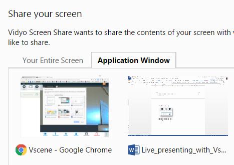 12. Click Screen share. 13. Choose Application Window. 14.