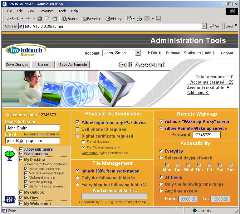 Editing an Existing Account The Administrator can login to the Administration Tool, then select the required Account using the drop down Account field within the toolbar at the top of the screen.