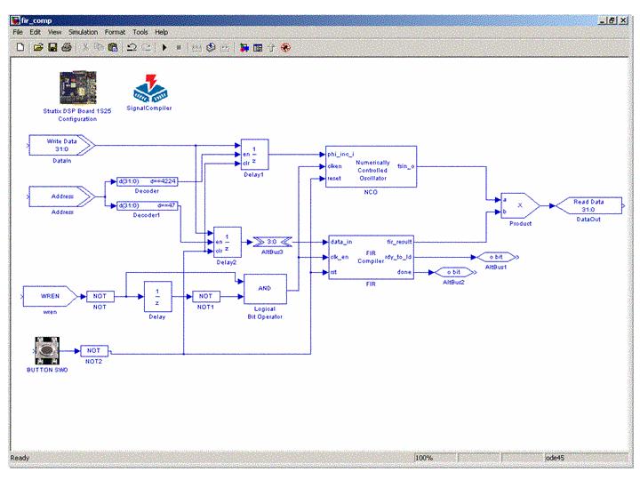 Figure 2: Modem Co-Processor Captured in DSP Builder Processor Interface Selection When an FPGA co-processor is connected to a separate DSP or GPP, there must be an interface between the DSP and the