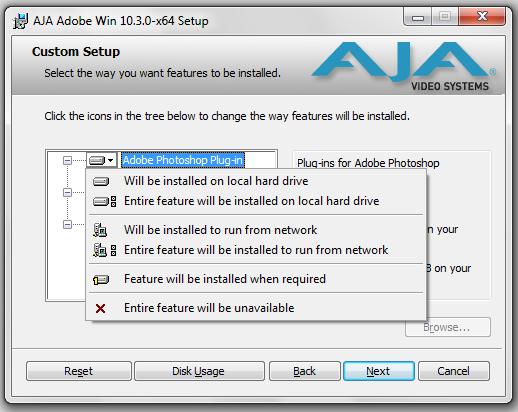 Adobe Plugins Installation Installing Adobe Plugins Software 5 You may deselect an Item for installation by using the pulldown to make it