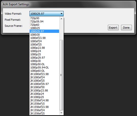 26 Export Settings Use the Video Format menu to select the