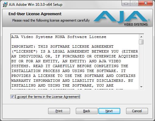 Adobe Plugins Installation Installing Adobe Plugins Software 3 1 Install Wizard Welcome When you see the Welcome page, click Next to view the AJA license agreement.