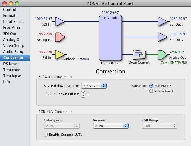KONA LHe Installation and Operation Manual Using The KONA LHe 43 Conversion Tab Screen This Tabbed screen is used to set conversion options.