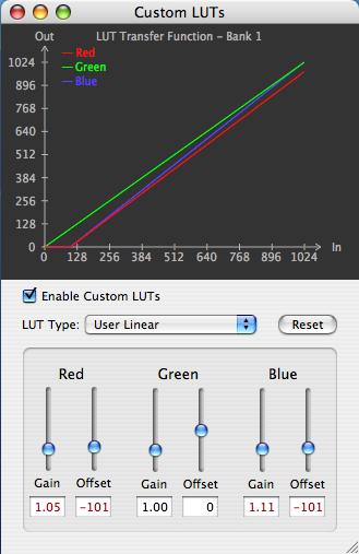 44 Gamma choose from the following: Linear (1.8) Rec 601 (2.20) Rec 709 (2.22) Auto Enable Custom LUTs this checkbox enables a custom color lookup table (LUT) for use in Final Cut Pro.